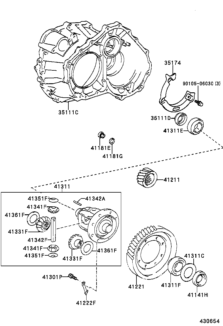 Carcasa del eje delantero y diferencial