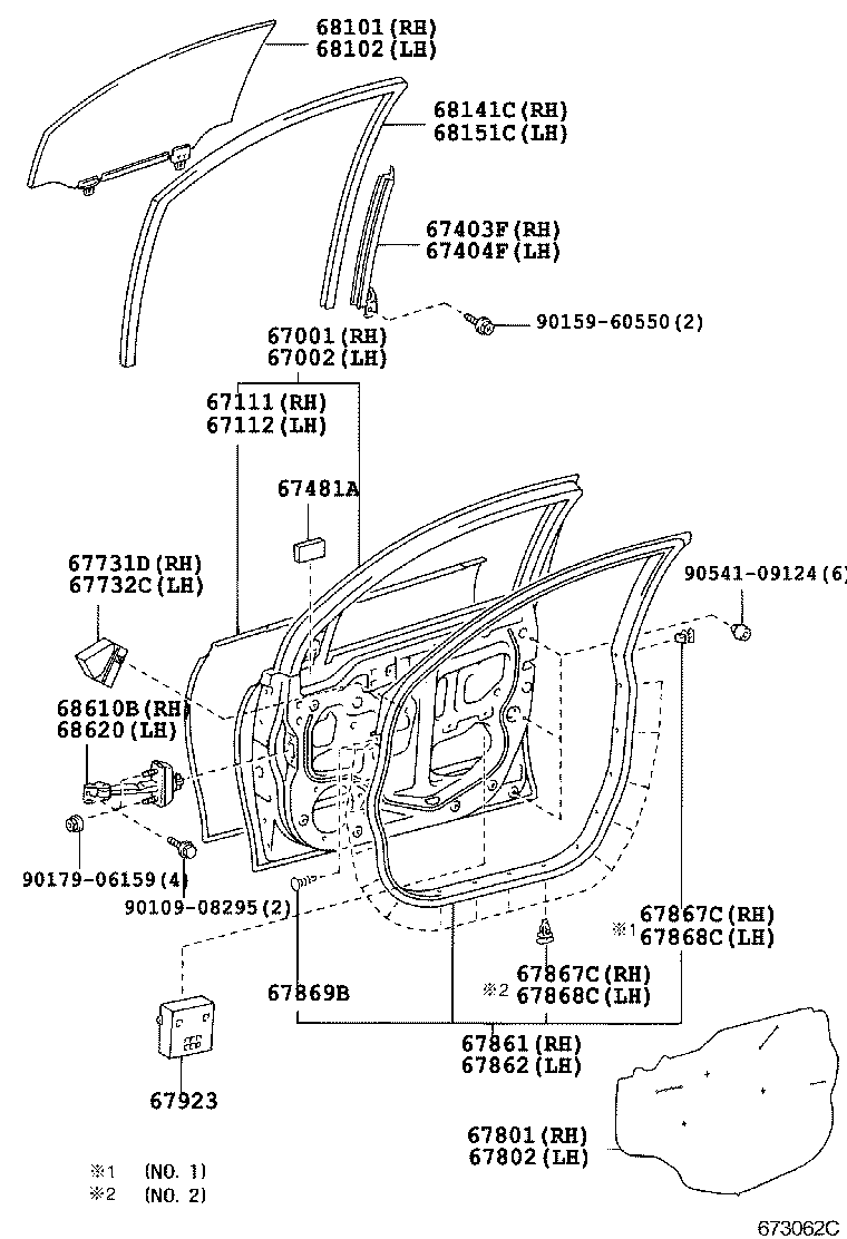 Panel de puerta delantera y vidrio