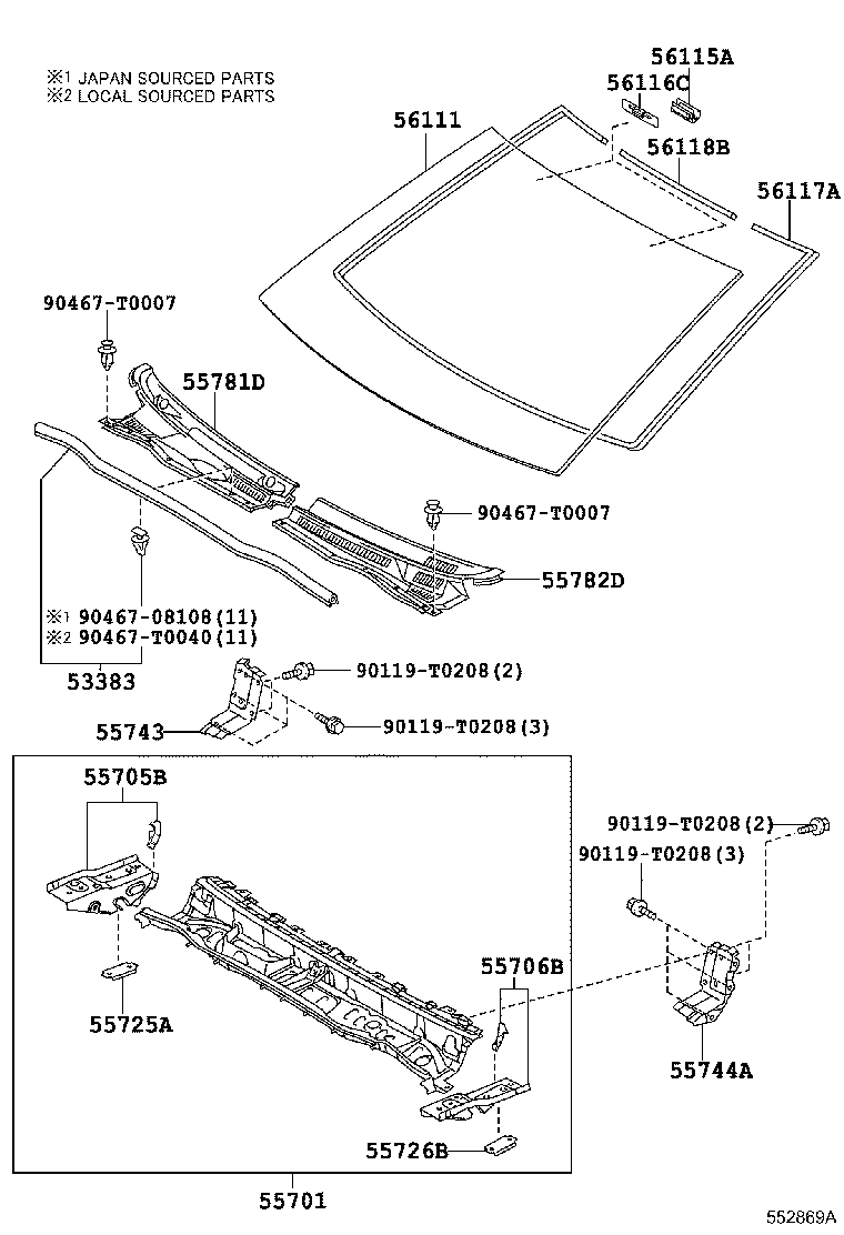 Cowl Panel & Windshield Glass