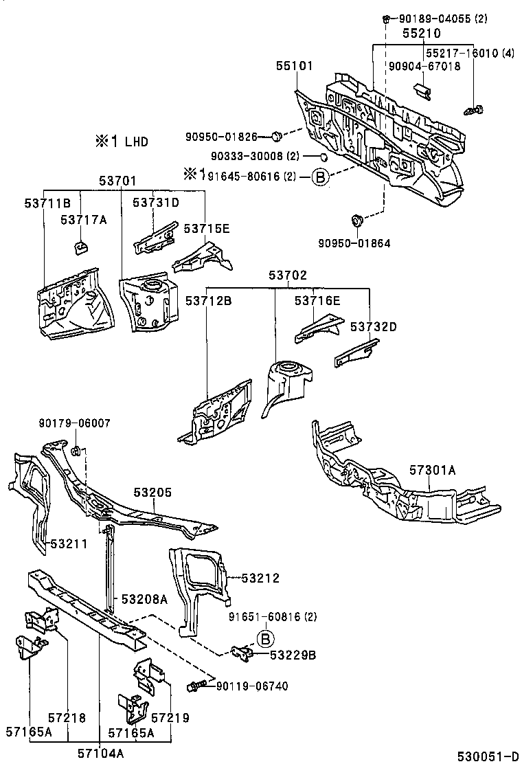 Front Fender Apron Dash Panel