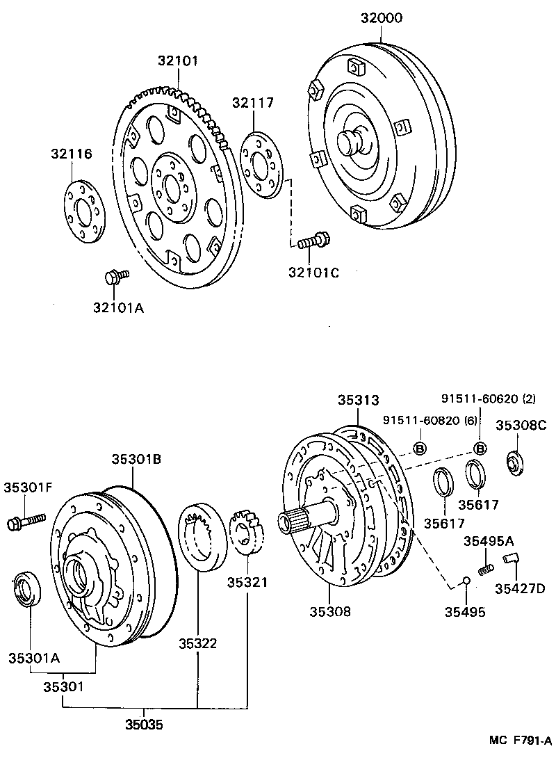 Torque Converter, Front Oil Pump & Chain