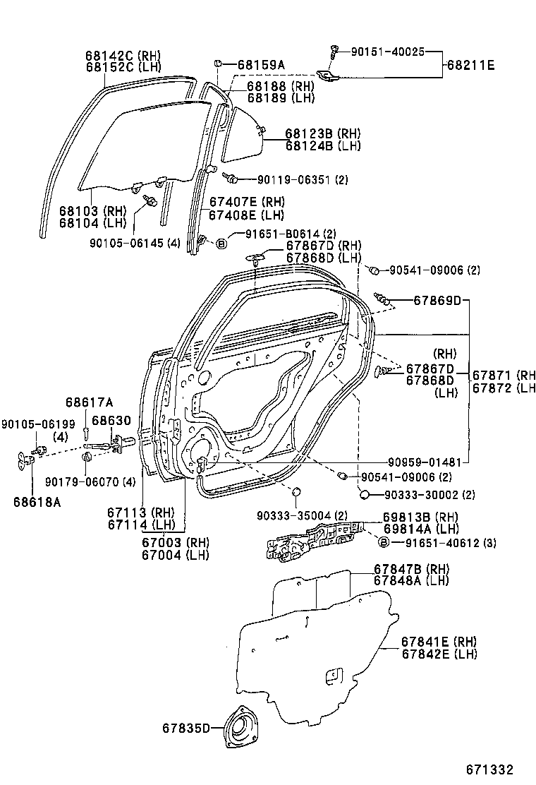 Panel de puerta trasera y vidrio