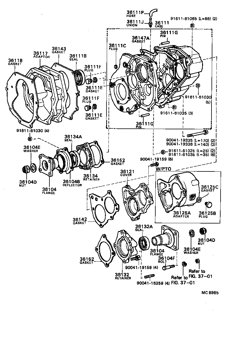 Caja de transferencia y carcasa de extensión