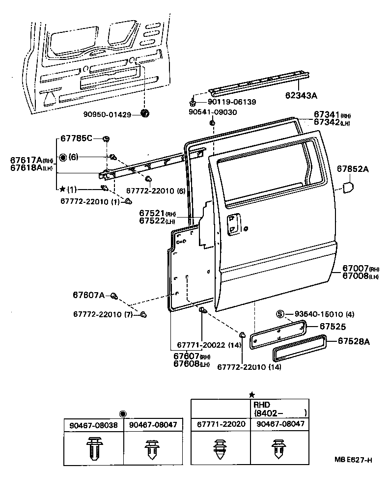 Panel de puerta trasera y vidrio