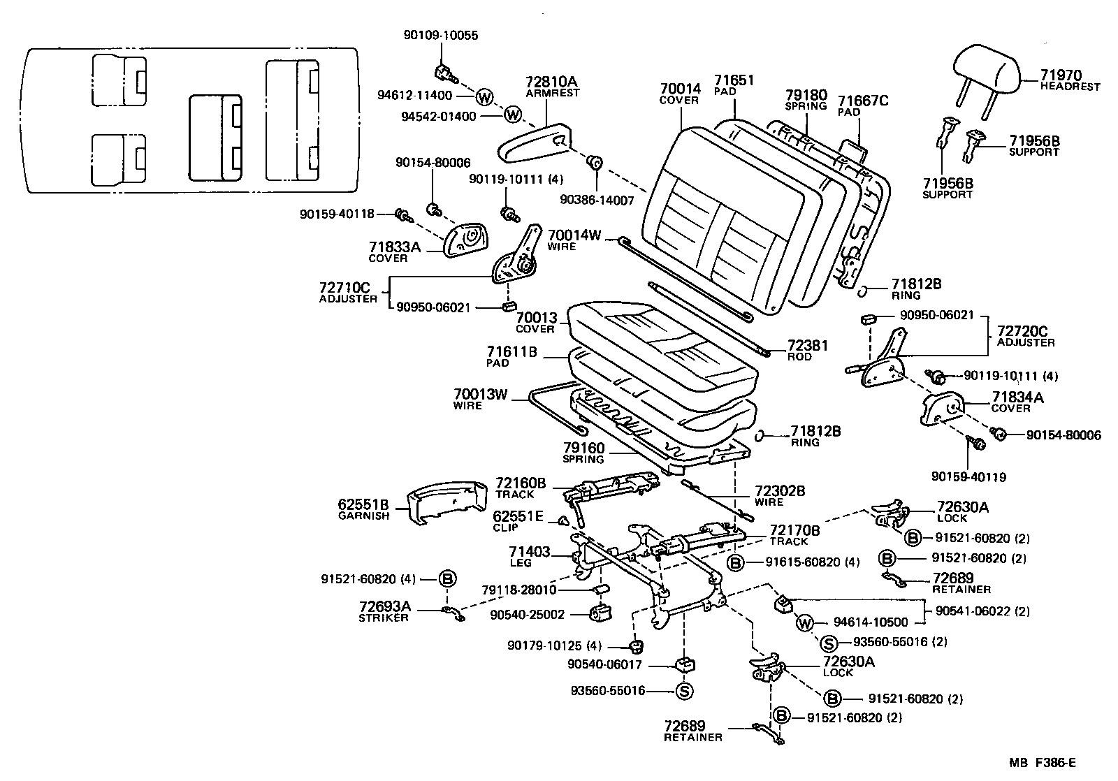 Asiento y pista del asiento
