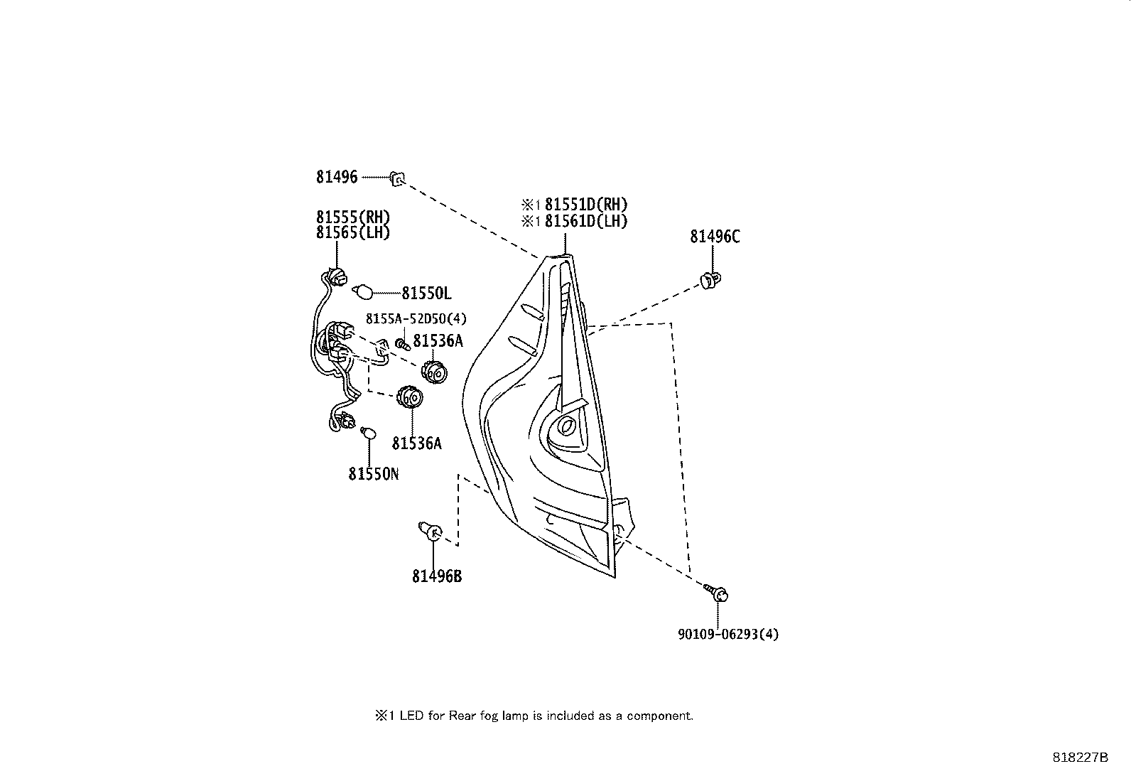 81561-52F00 Lens & Body, Rear Combination Lamp, Lh Toyota | YoshiParts