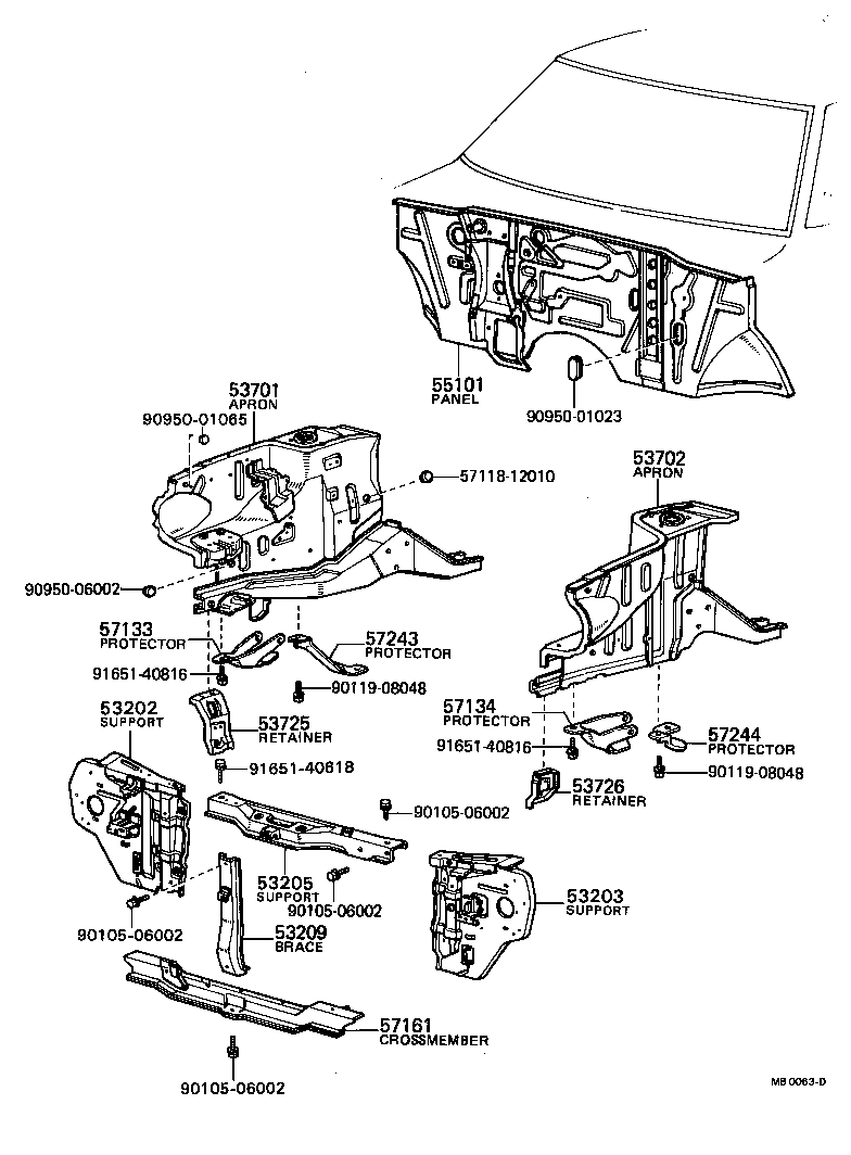 Front Fender Apron Dash Panel