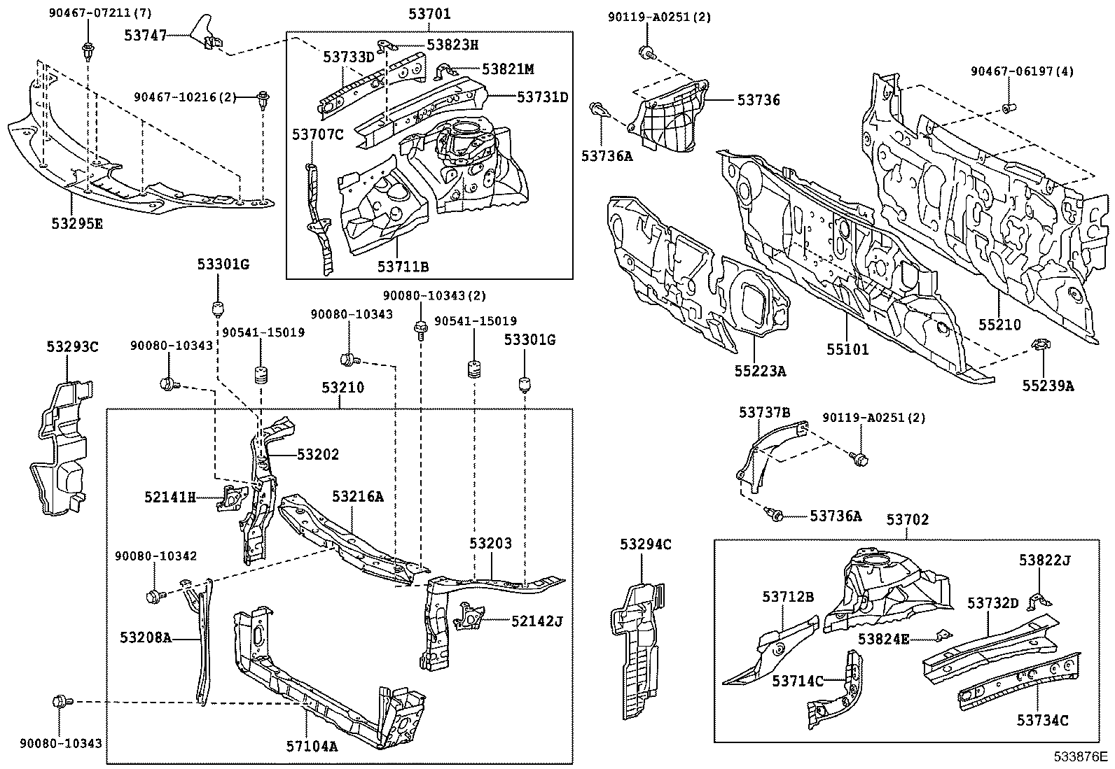 Front Fender Apron Dash Panel