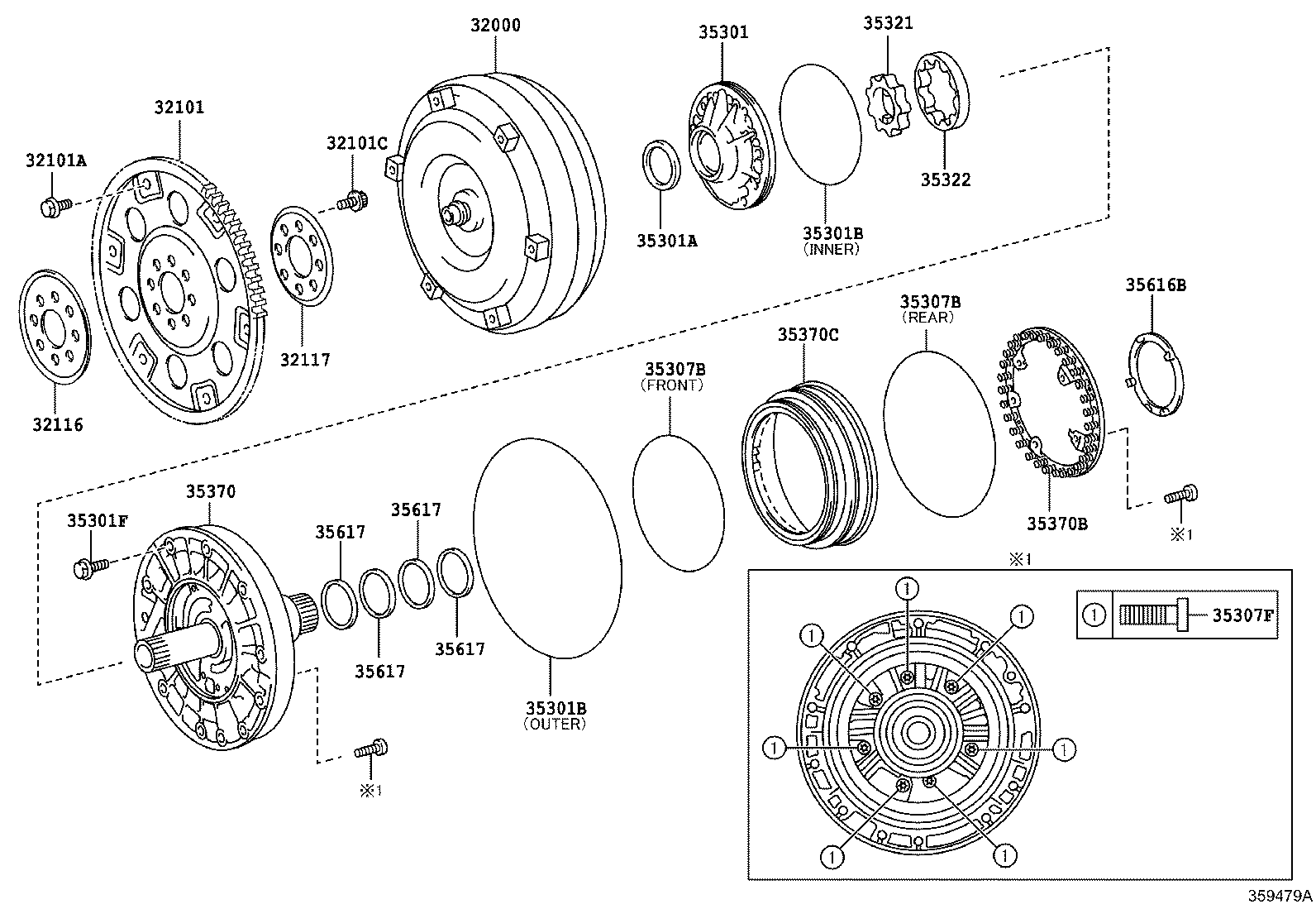 Torque Converter, Front Oil Pump & Chain