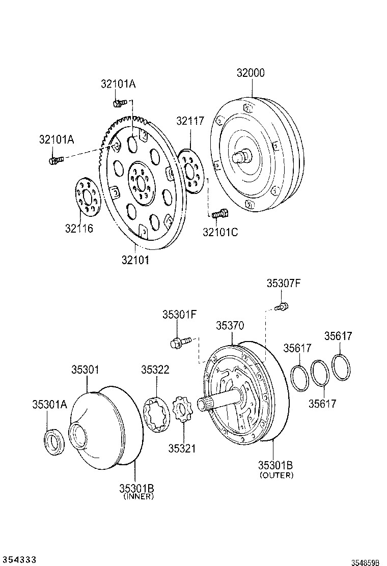 Torque Converter, Front Oil Pump & Chain