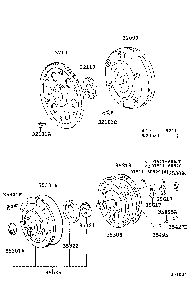 Torque Converter, Front Oil Pump & Chain