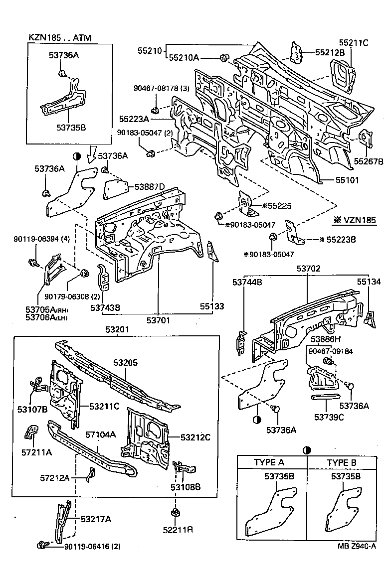 Front Fender Apron Dash Panel