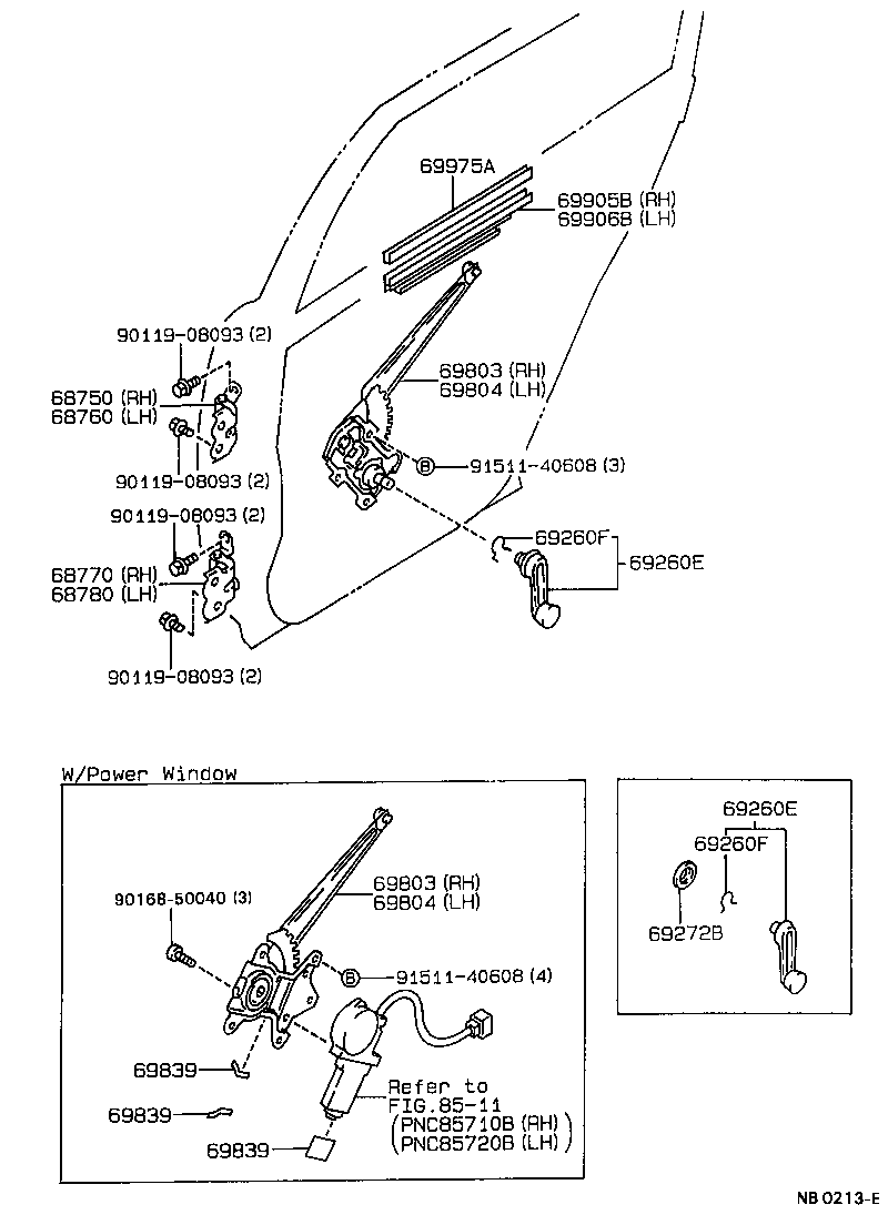 Rear Door Window Regulator Hinge