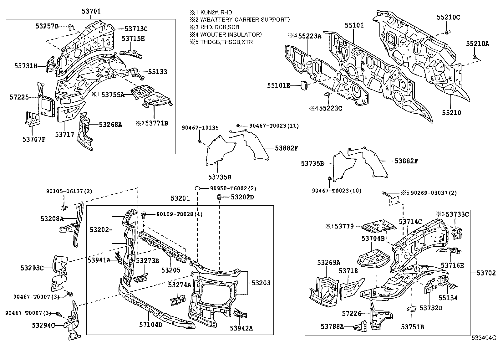 Front Fender Apron Dash Panel