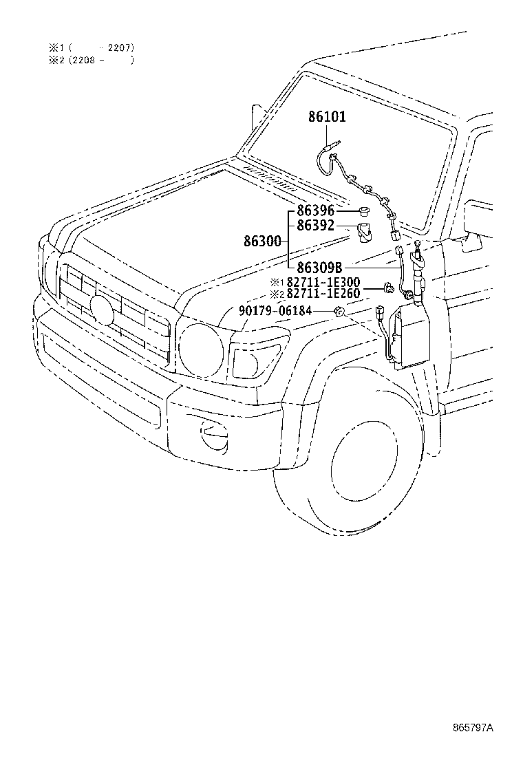 86309-60180 Pole Sub-Assy, Pull Top Antenna Toyota | YoshiParts