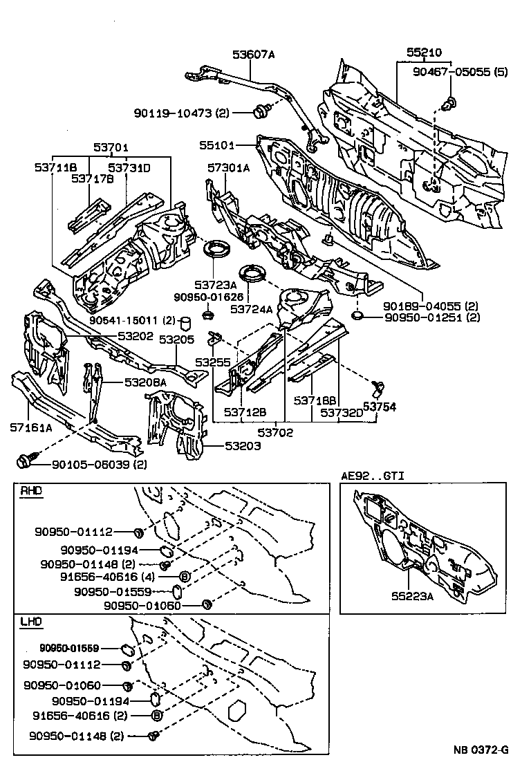 Front Fender Apron Dash Panel