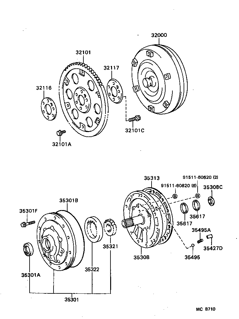 Torque Converter, Front Oil Pump & Chain