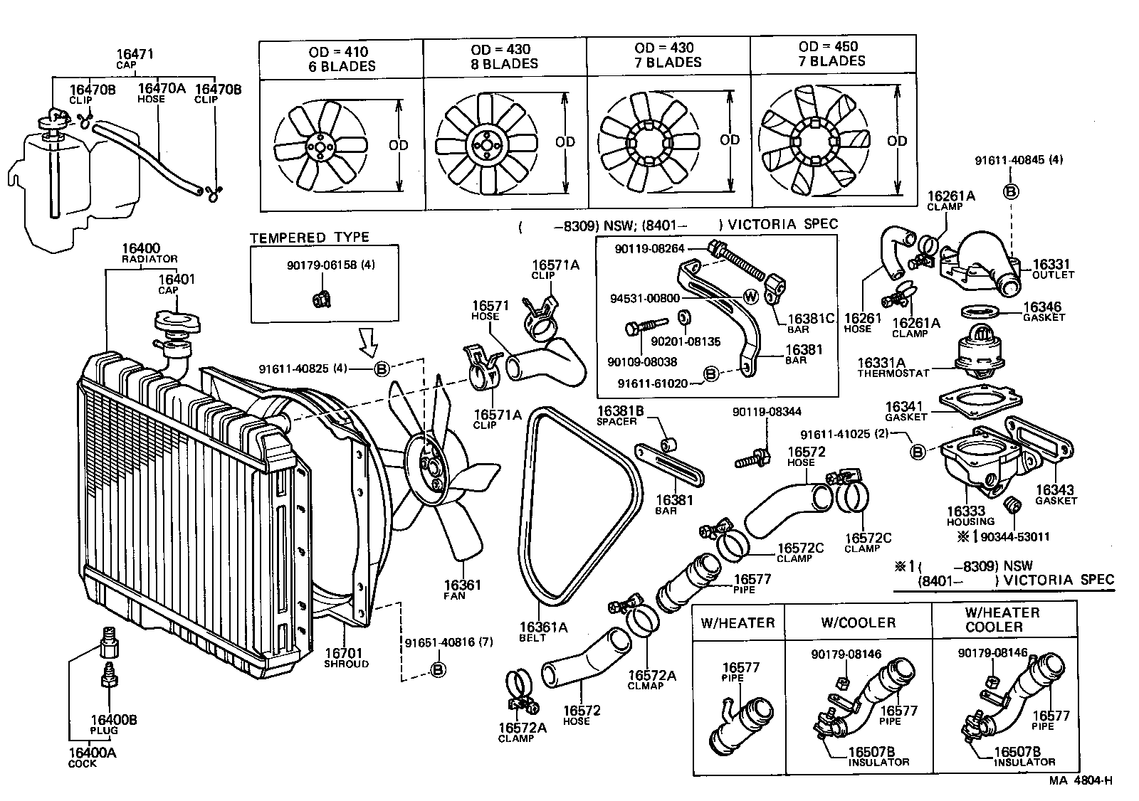 Salida de agua del radiador