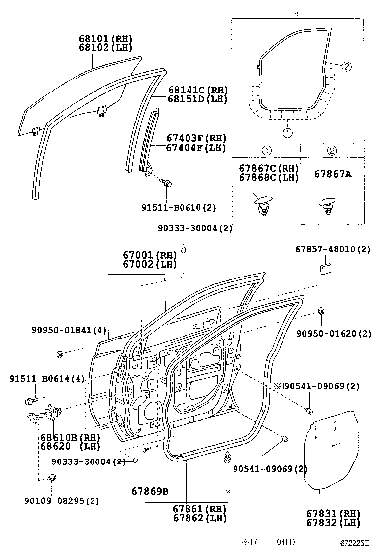 Panel de puerta delantera y vidrio