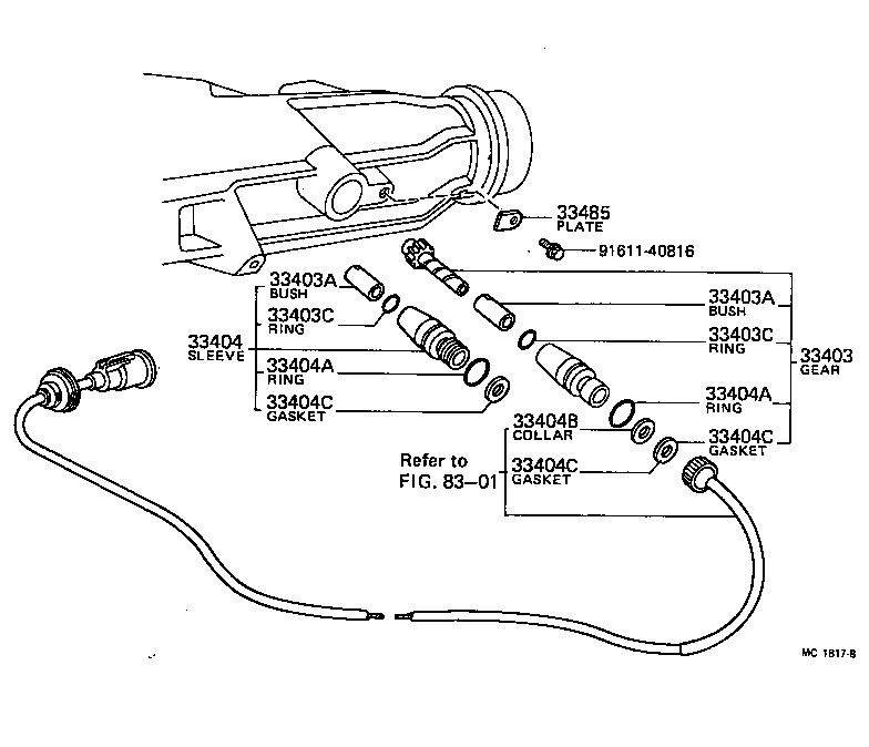 Engranaje impulsado por velocímetro