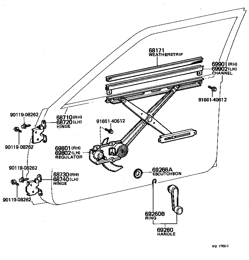 Front Door Window Regulator Hinge