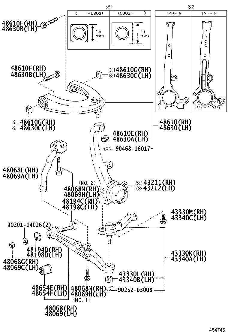 Muñón de dirección del brazo del eje delantero