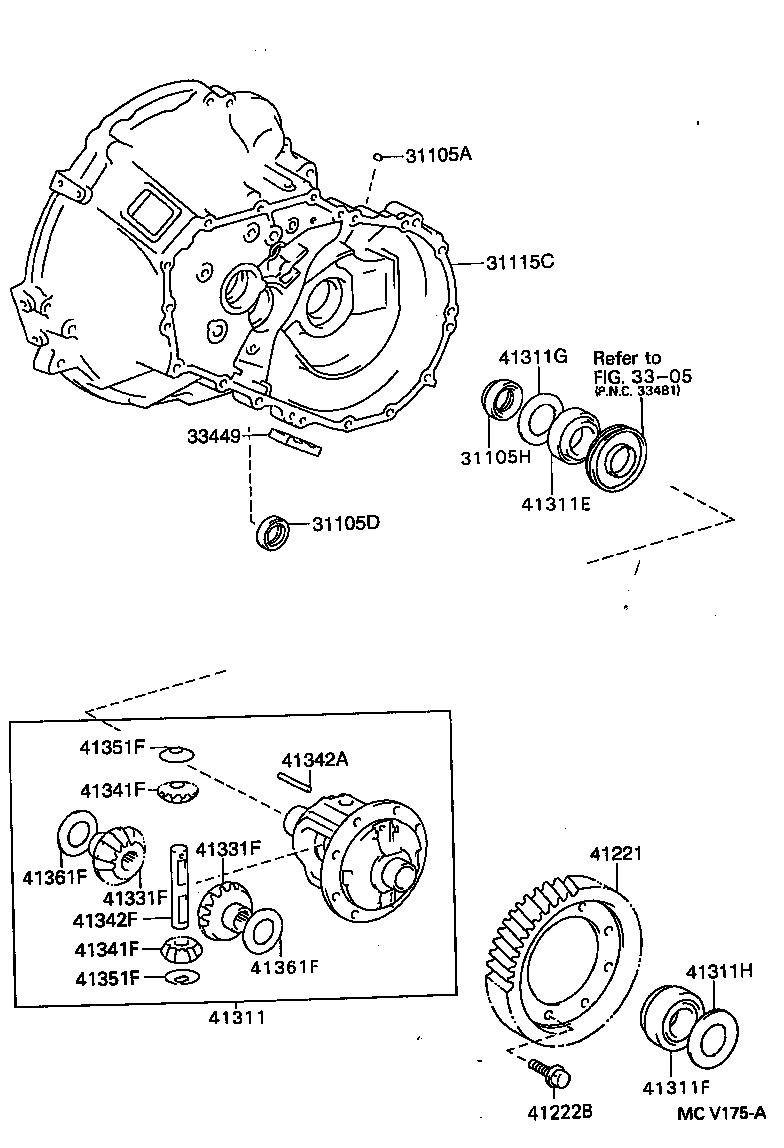 Carcasa del eje delantero y diferencial