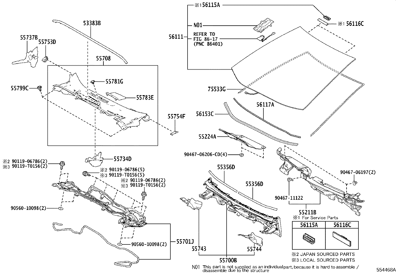 Cowl Panel & Windshield Glass