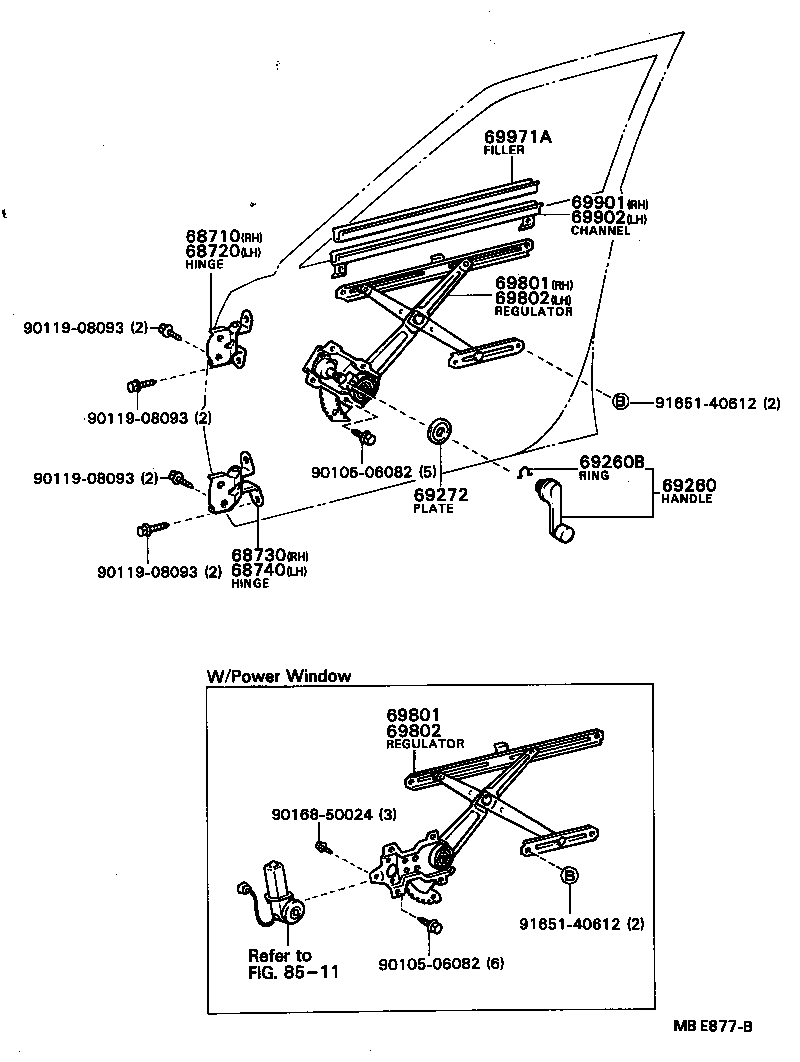 Front Door Window Regulator Hinge