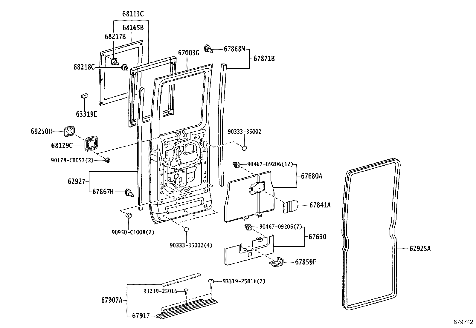 Center Door Panel Glass