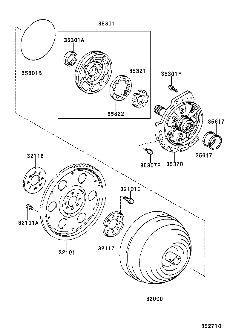 Torque Converter, Front Oil Pump & Chain