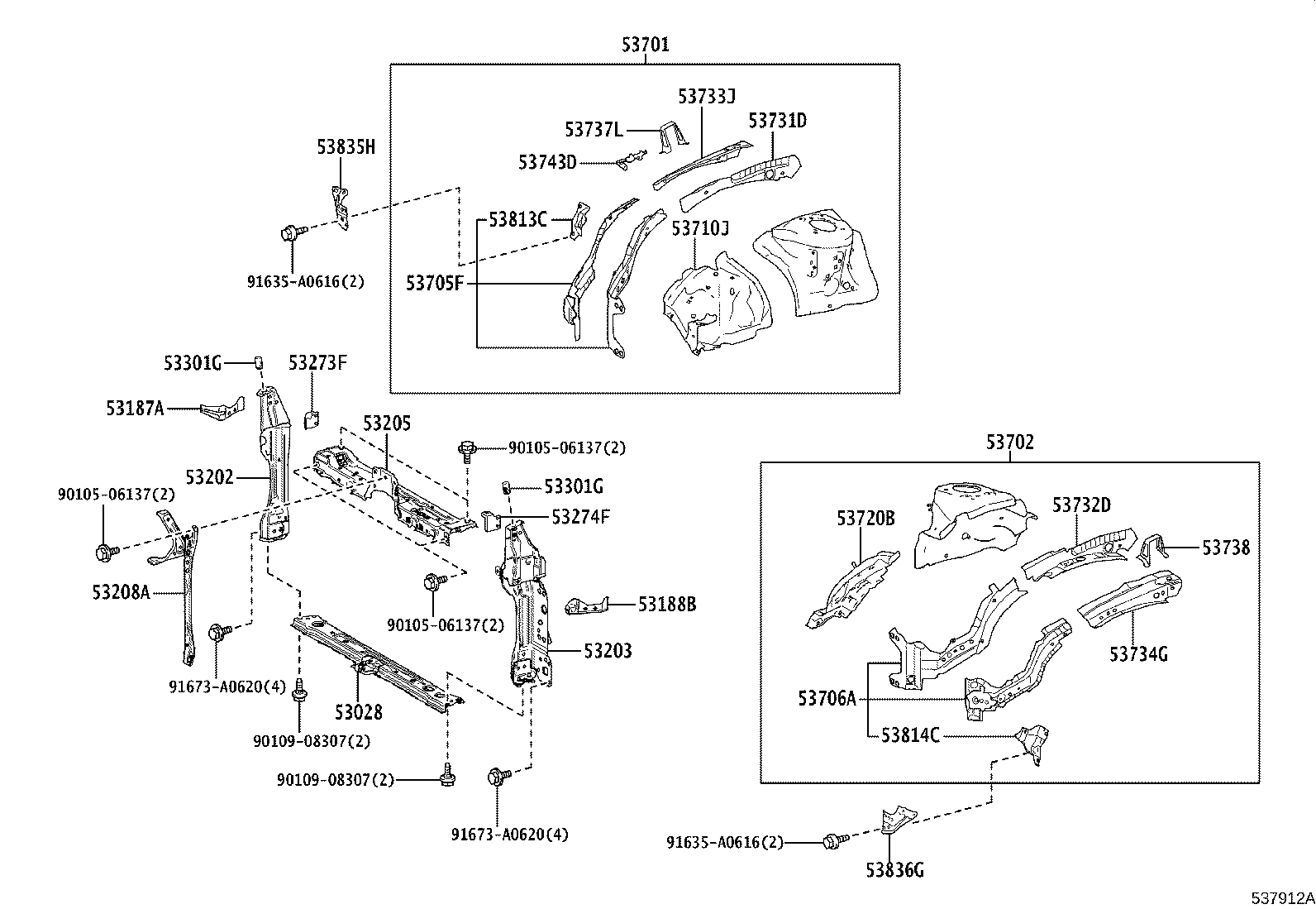 Front Fender Apron Dash Panel