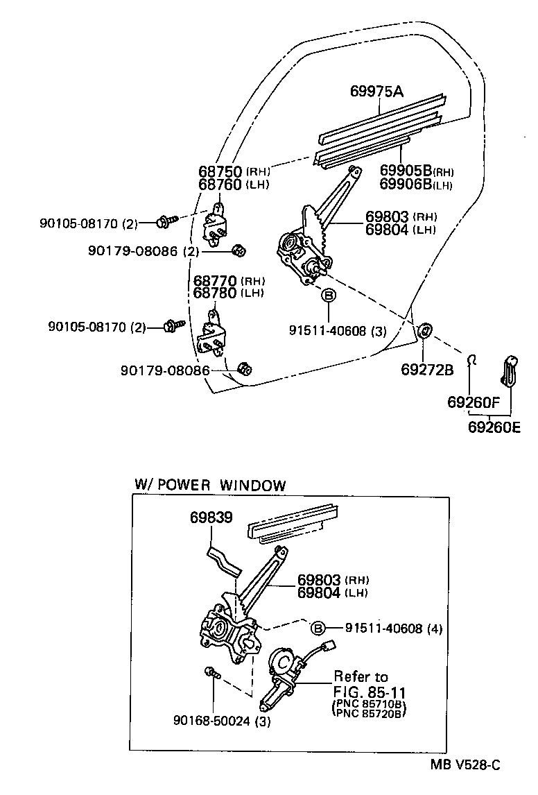 Rear Door Window Regulator Hinge