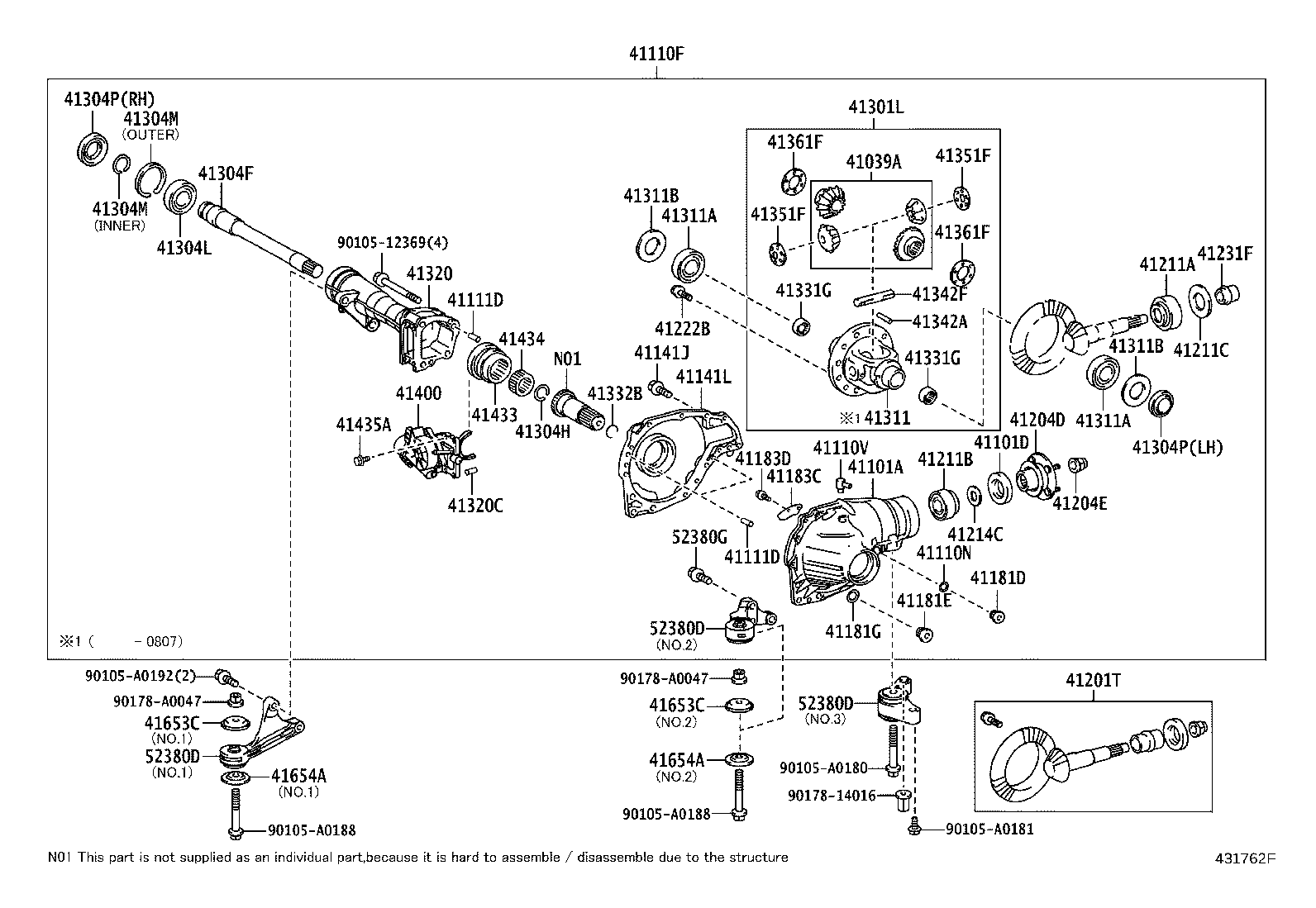 Carcasa del eje delantero y diferencial