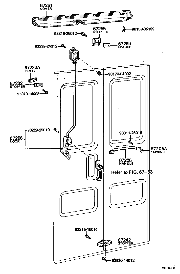 Cerradura de puerta central + bisagra