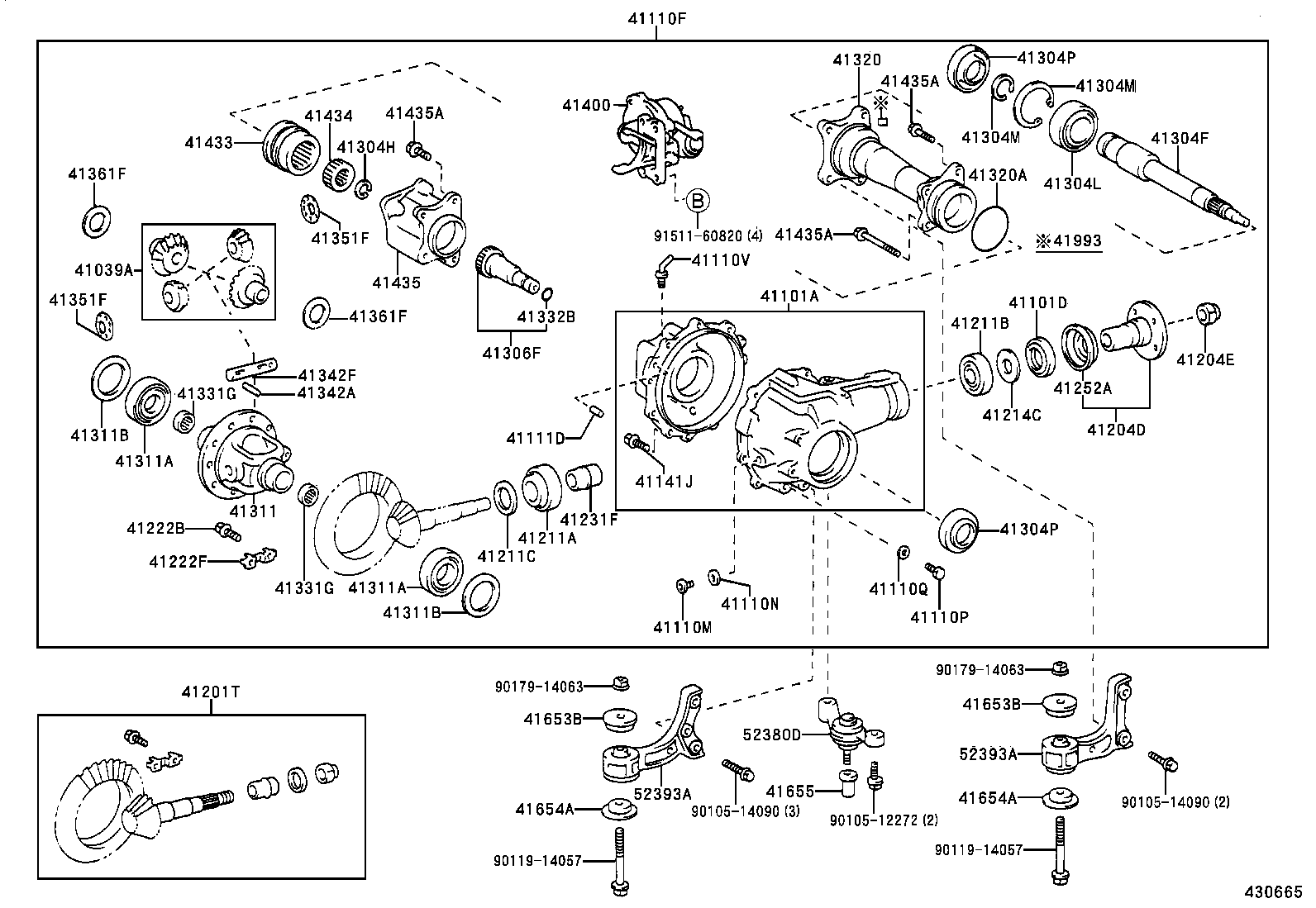 Carcasa del eje delantero y diferencial