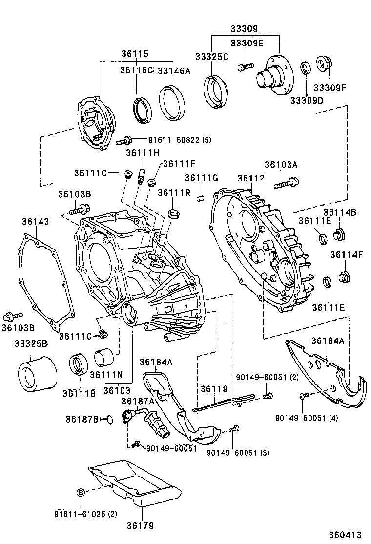 Caja de transferencia y carcasa de extensión