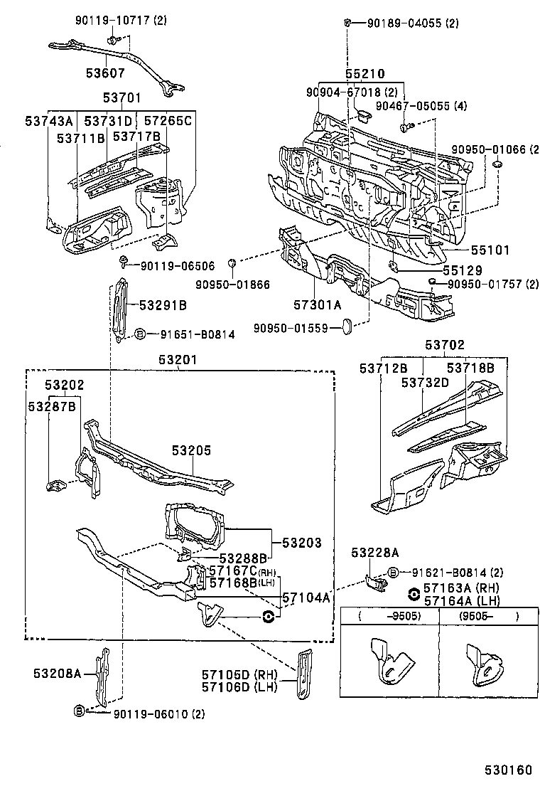Front Fender Apron Dash Panel