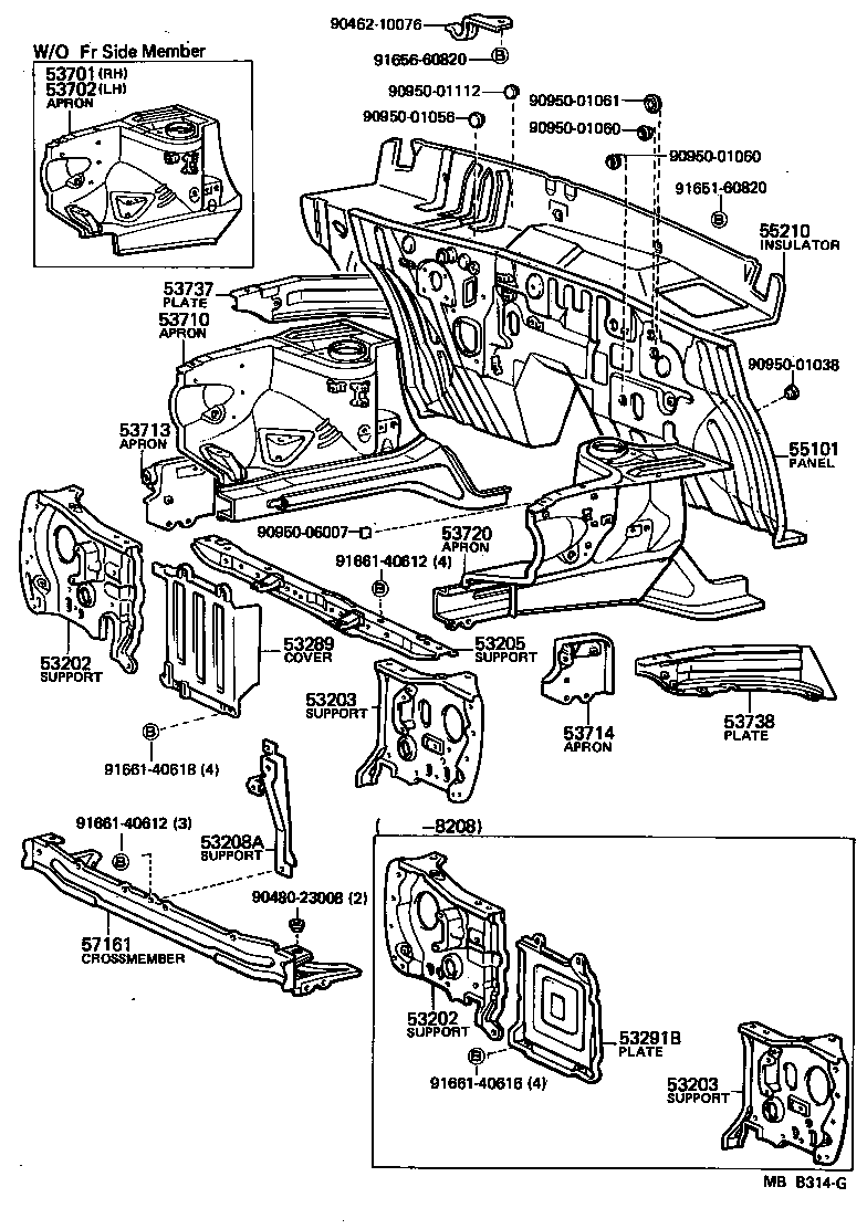 Front Fender Apron Dash Panel