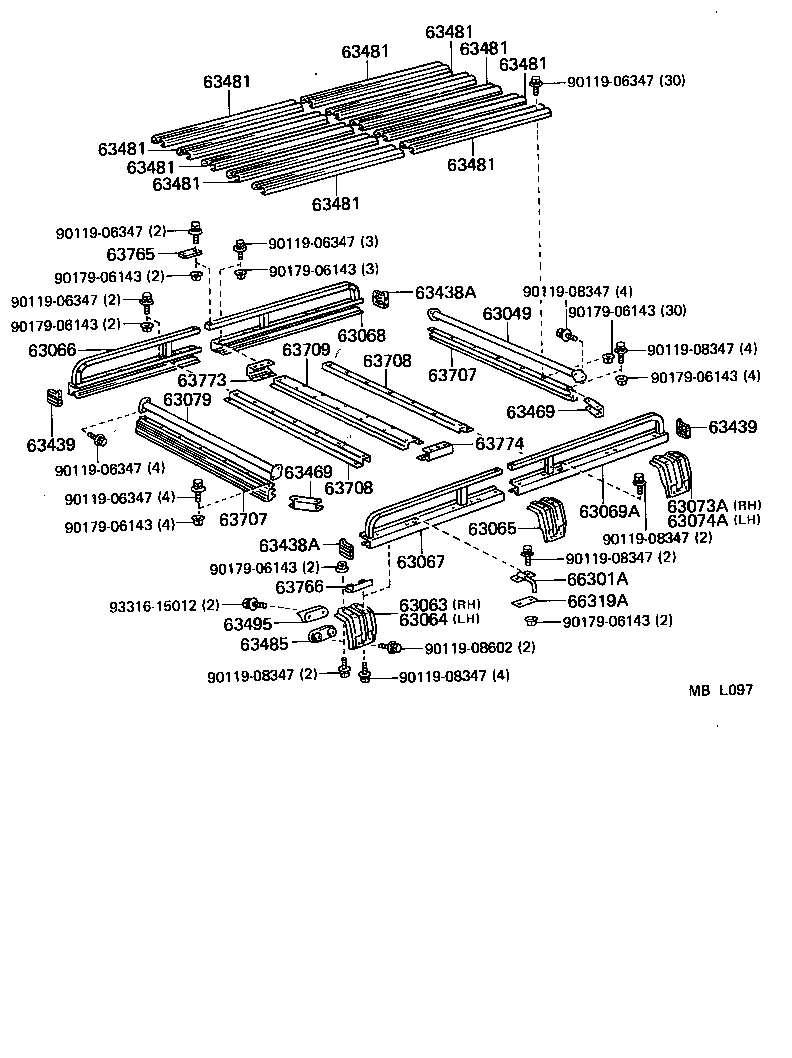 6343990K00 Cover, Roof Rack End, No.1 Toyota YoshiParts