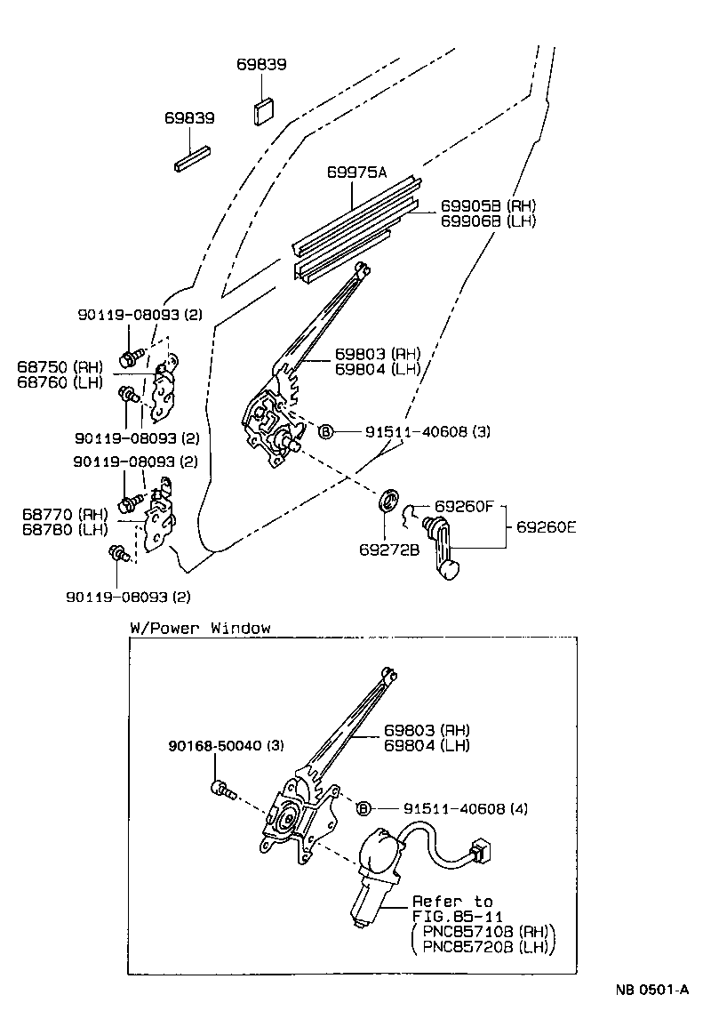 Rear Door Window Regulator Hinge