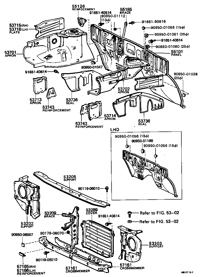 Front Fender Apron Dash Panel