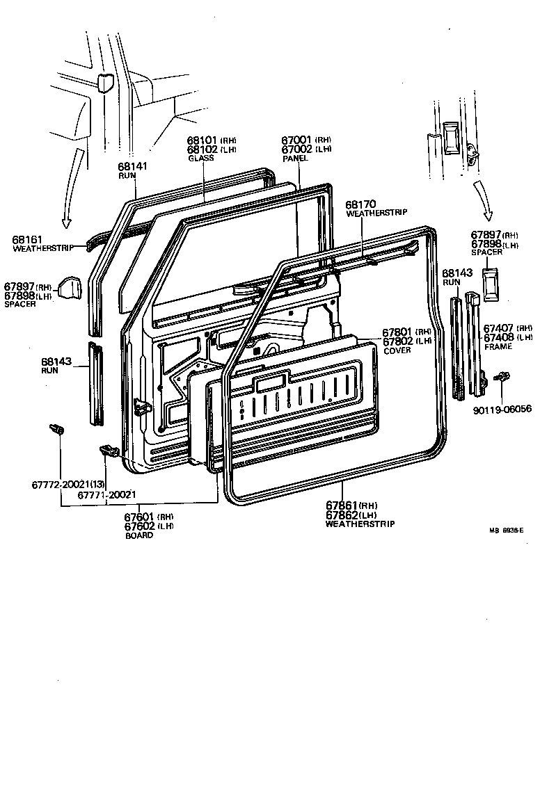 Panel de puerta delantera y vidrio