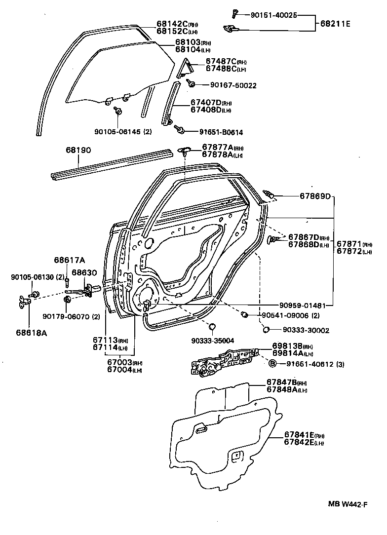 Panel de puerta trasera y vidrio