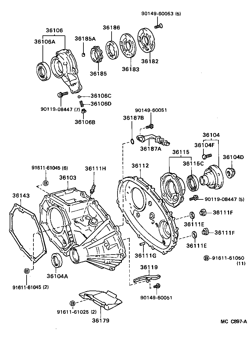 Caja de transferencia y carcasa de extensión