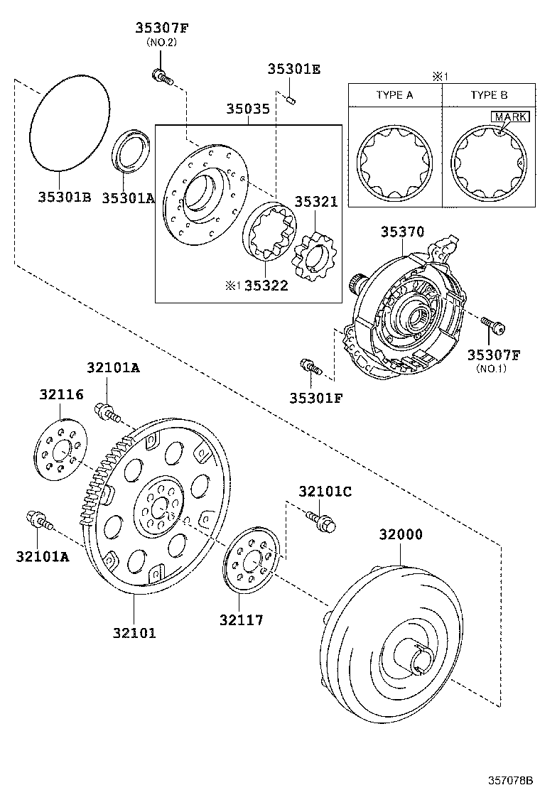 Torque Converter, Front Oil Pump & Chain