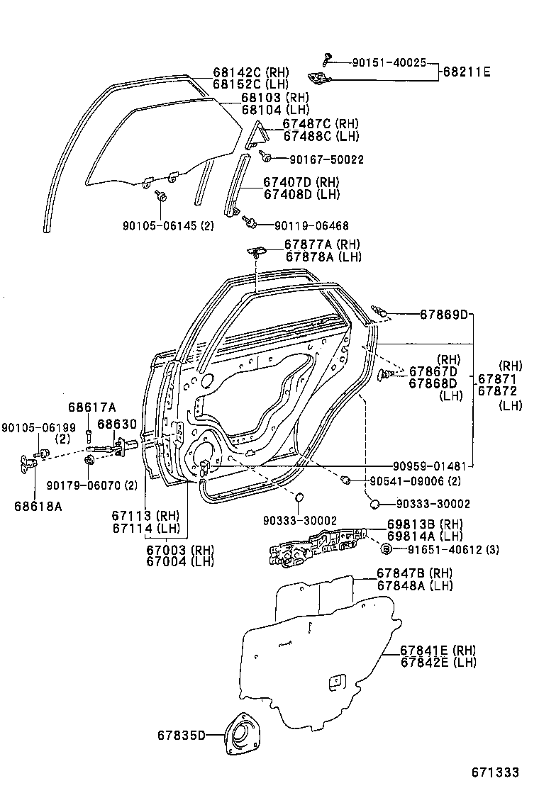 Panel de puerta trasera y vidrio