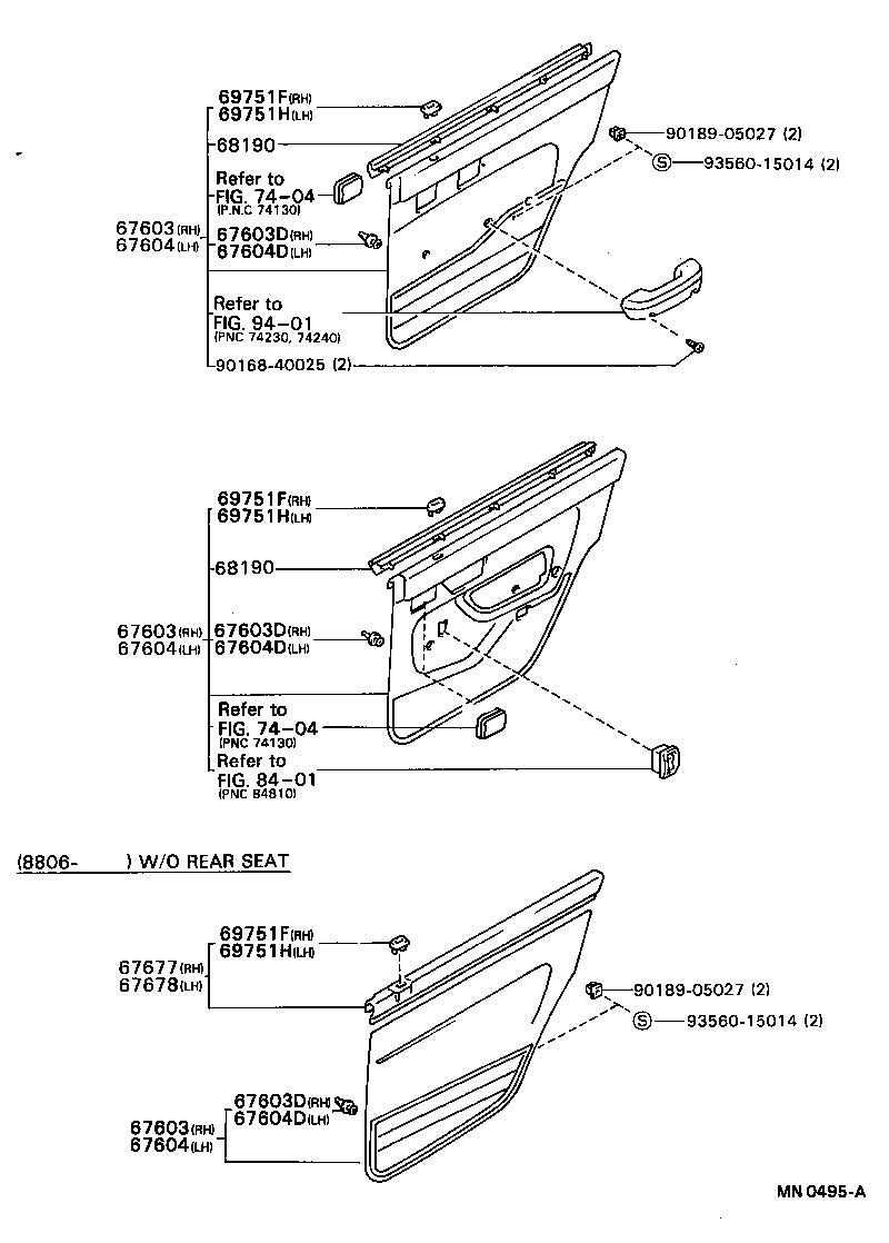 Panel de puerta trasera y vidrio