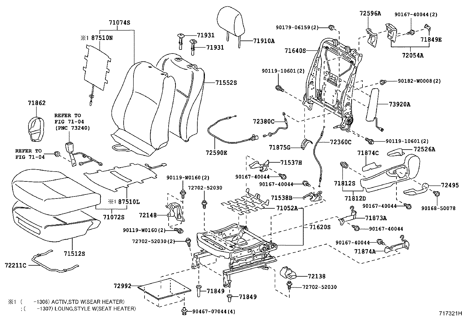 Asiento delantero y riel del asiento