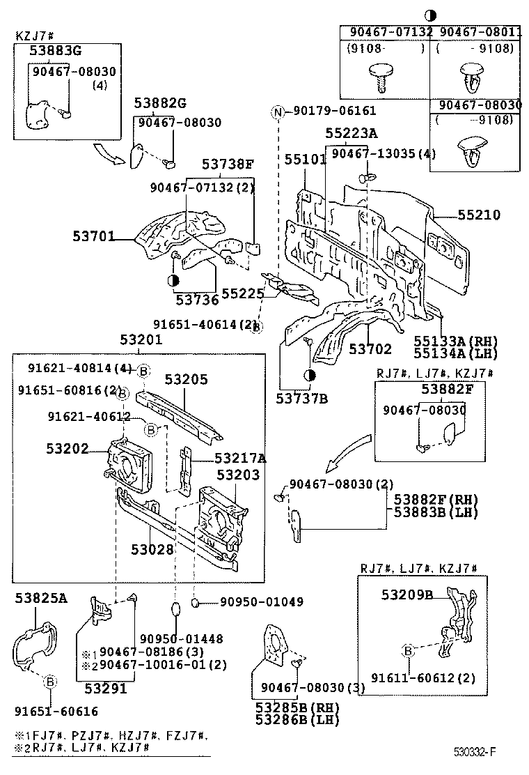 Panel de tablero del delantal del guardabarros delantero